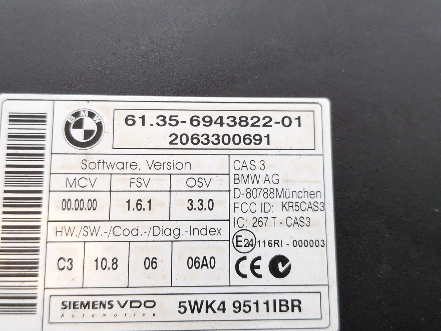 2004-2010 BMW M6 E64 - Engine Motor ECU DME Computer w/ Cas & Key SET PN: 6943822