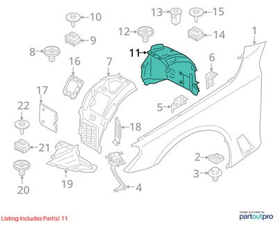 OEM BMW G30 530 540 M550 M SPORT Front Left Driver Fender Liner Splash Shield
