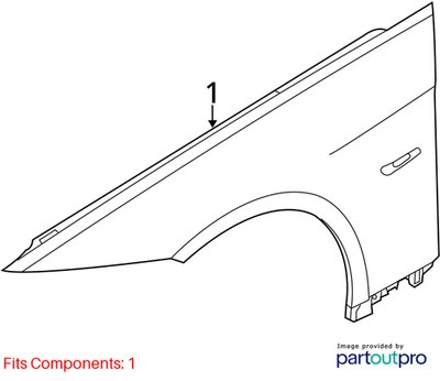 2007-2012 BMW 328i E93 Front Left Driver Fender Panel Blue A35