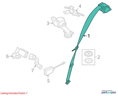 16-22 OEM BMW F48 X1 Rear Right Passenger Seatbelt Seat Belt Retractor Black