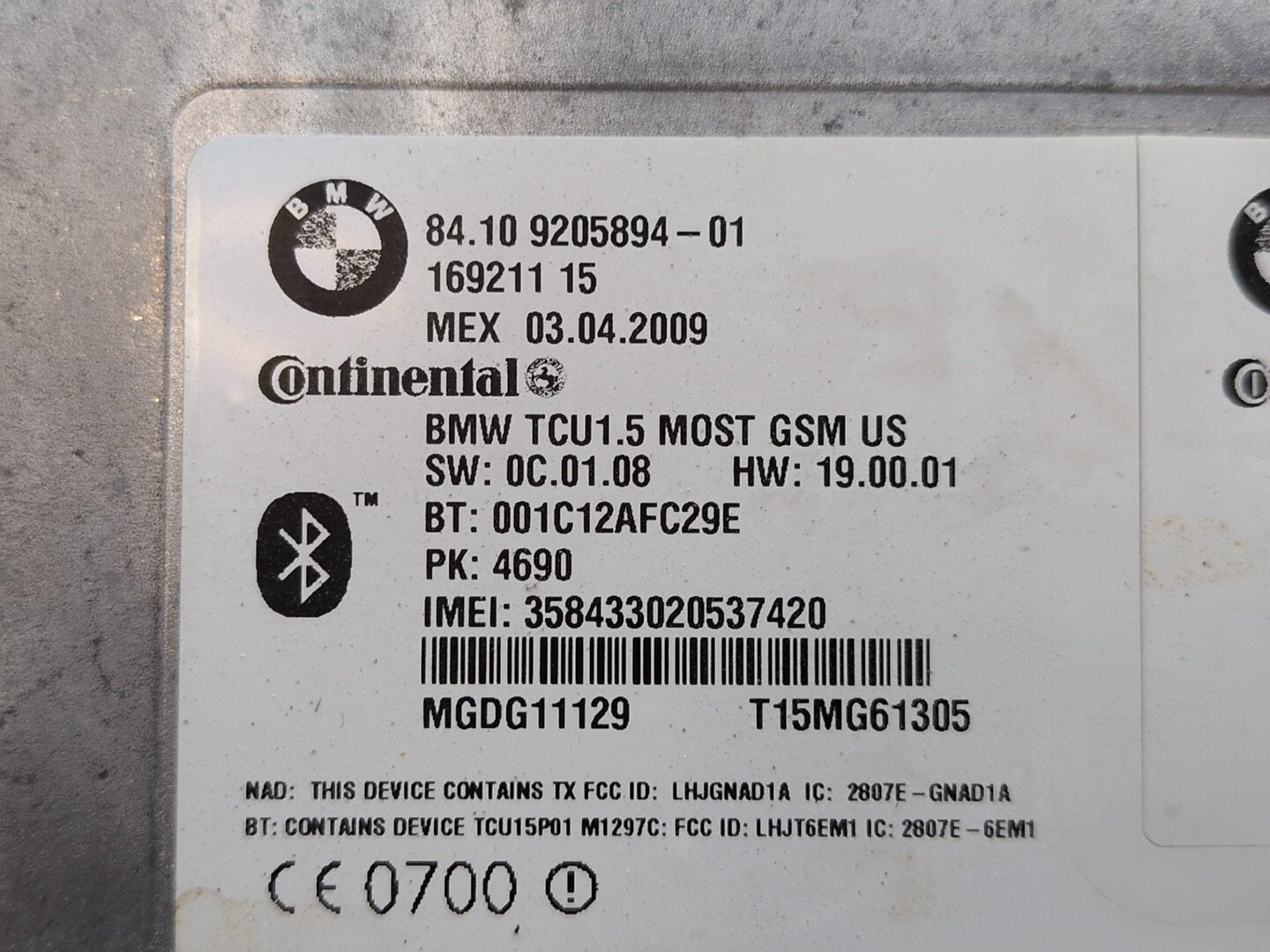 2008-2010 BMW 535i E60 Bluetooth Module 9205894