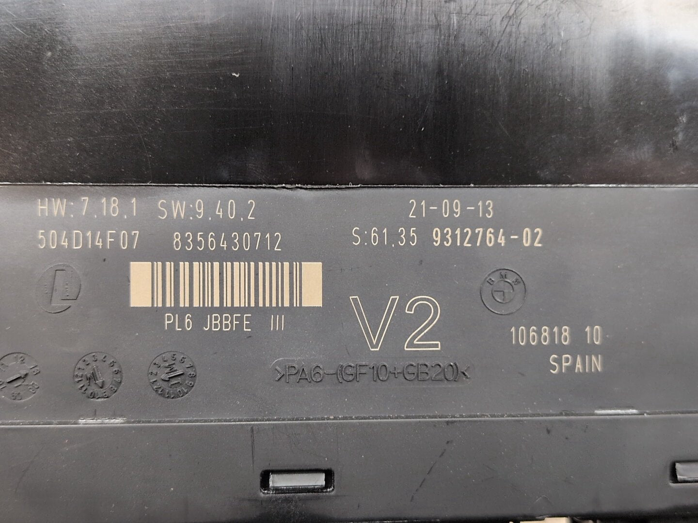 2011 - 2016 BMW 535i F10 BCM Body Control Module 9312764 N55B30A