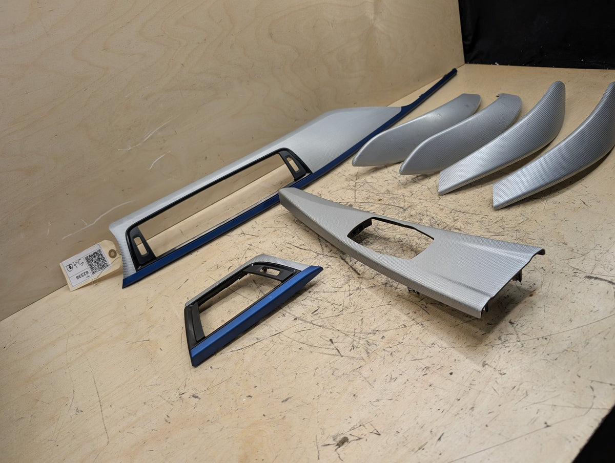 OEM BMW F30 F32 F36 Center Console Dash Door Interior Trim Aluminum Hexagon SET