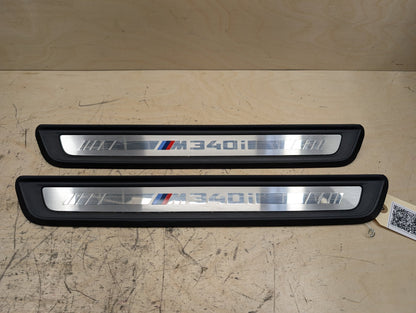 19-21 OEM BMW G20 G21 M340i Front Left Right Door Sill Plate Molding Trim PAIR