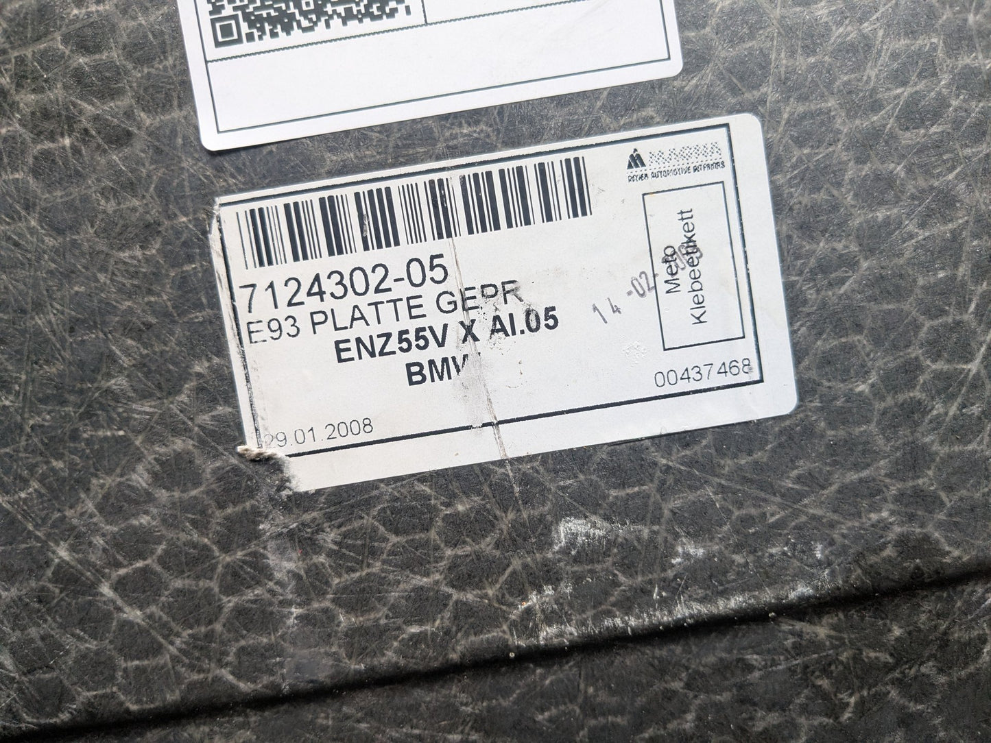 07-13 OEM BMW E93 328 335 Rear Trunk Floor Mat Carpet Cargo Cover Gray