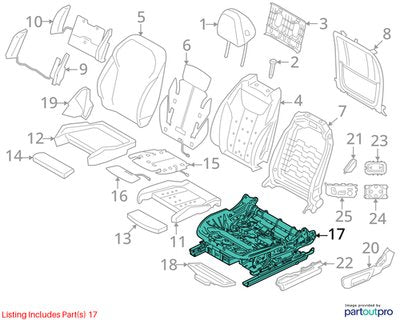 2018-2024 BMW X3 G01 Front Left Driver Seat Lower Track Frame Assembly 7414607