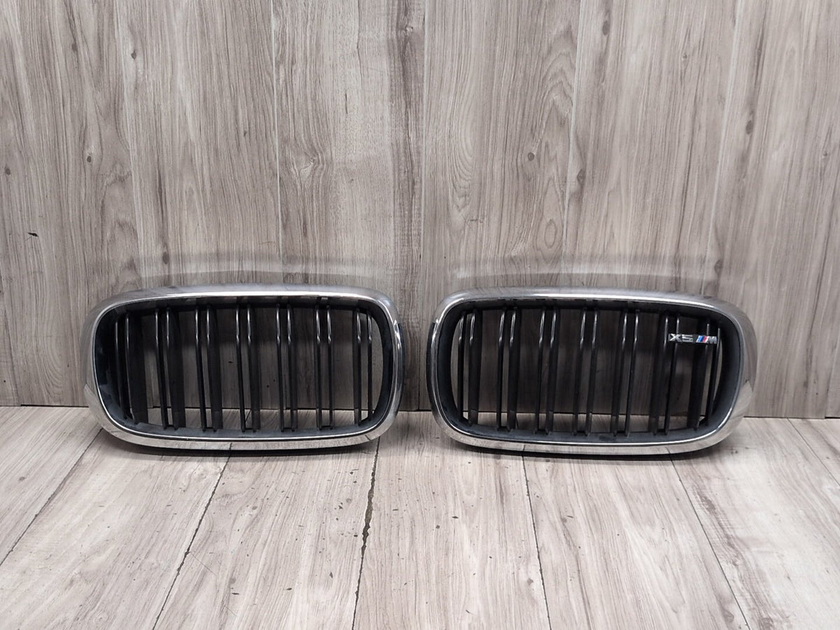 2015-2018 BMW X5 F85 Front Left Right Upper Bumper Cover Kidney Grilles SET 8056324 OEM