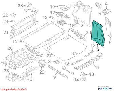 18-24 OEM BMW G01 F97 X3 X3M Rear Right Passenger Trunk Quarter Panel Cover Trim
