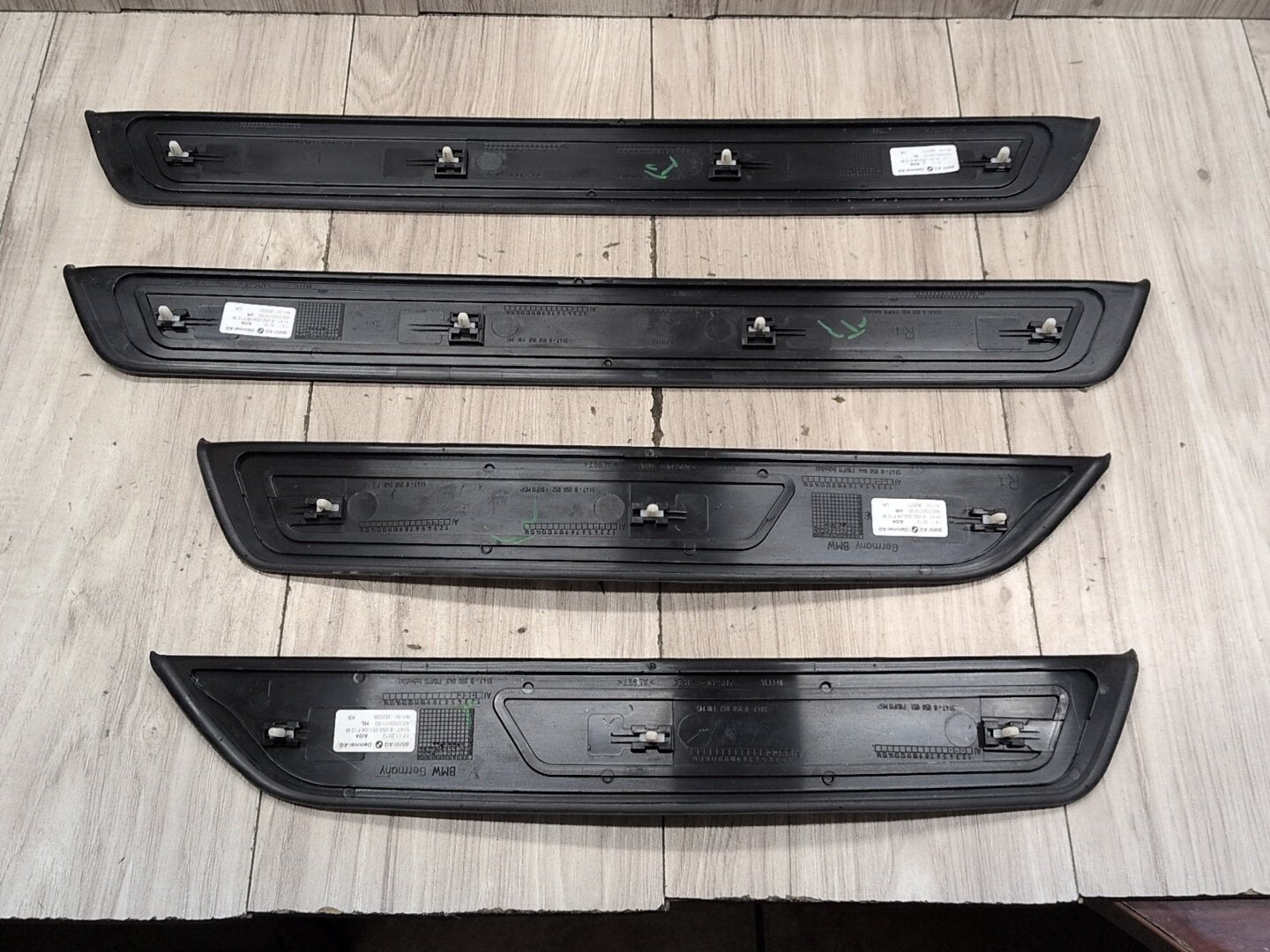 2011 - 2016 BMW 535i F10 Front Rear Left Right Scuff Plate Door Sill SET 8050054 N55B30A