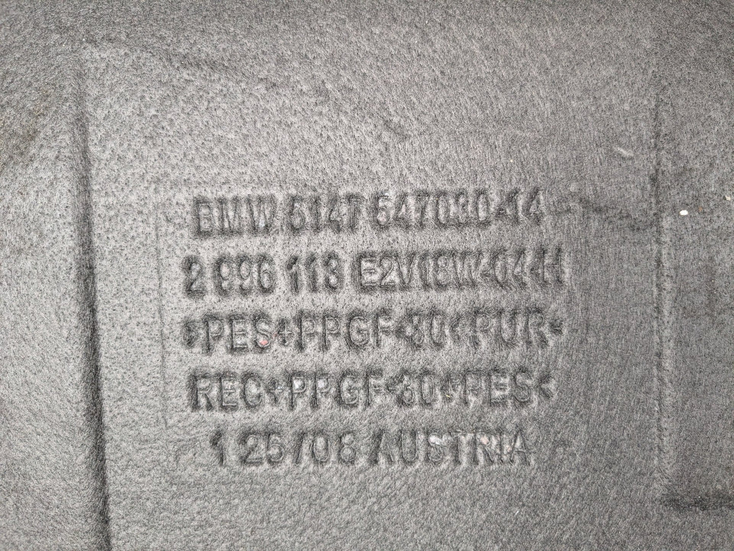 2008-2013 BMW 128i E82 Rear Trunk Cargo Floor Carpet Spare Tire Cover 2996113