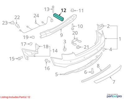 2008-2017 Audi S5 8T Rear Bumper Reinforcement Rebar Bar 8T0807313 OEM