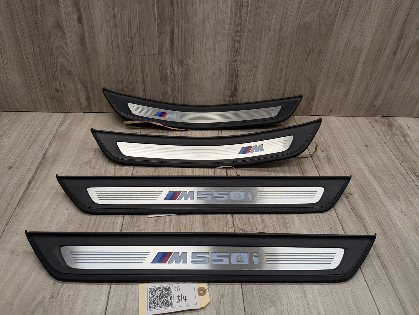17-20 OEM BMW G30 Rear Left Right Lighter Door Sill Plate Molding M Trim PAIR