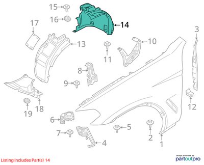 18-24 OEM BMW G01 G02 F97 F98 X3 X4 Left Driver Fender Liner Wheel Splash Guard