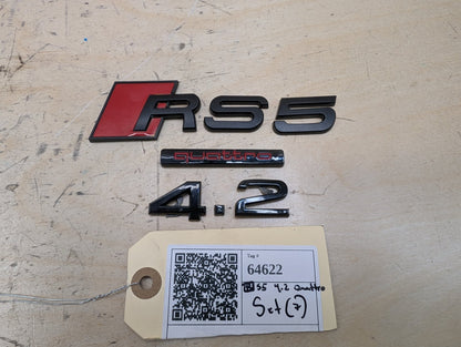 2011-2017 Audi RS5 8T Rear Liftgate Trunk Lid RS5 Quattro Emblem PN: 8T0853736F