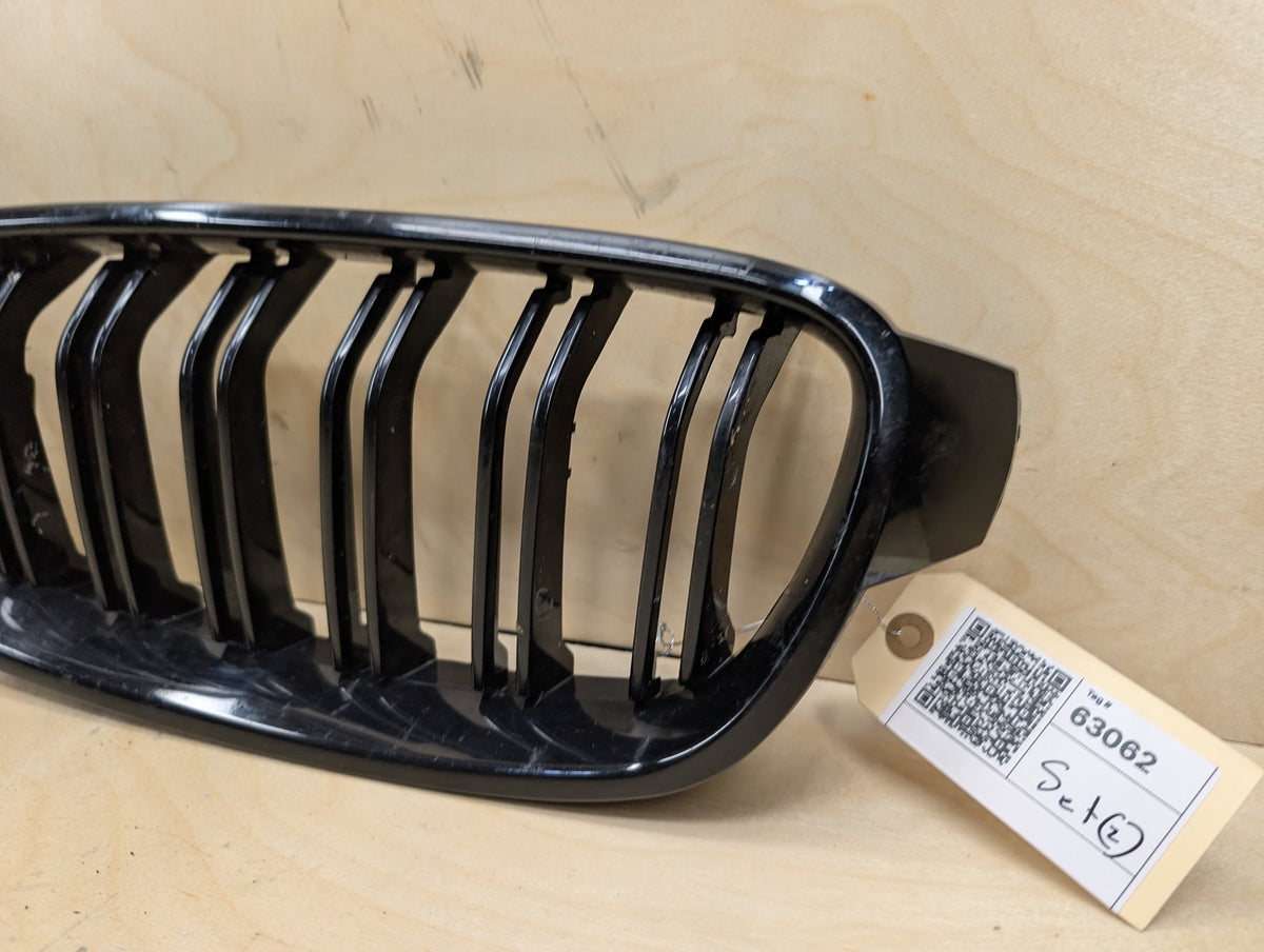 12-18 BMW 328i F30 Front Left Right Upper Bumper Cover Kidney Grilles SET OEM