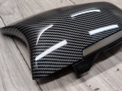 2011-2016 BMW 535i F10 Front Left Right Side Mirror Cap Covers Carbon Style SET