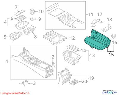 2017-2023 BMW 530i G30 Center Console Armrest Arm Rest 9388142 OEM