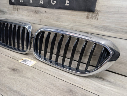 17-20 OEM BMW G30 530 540 Front Bumper Upper Kidney Grille Pair SET