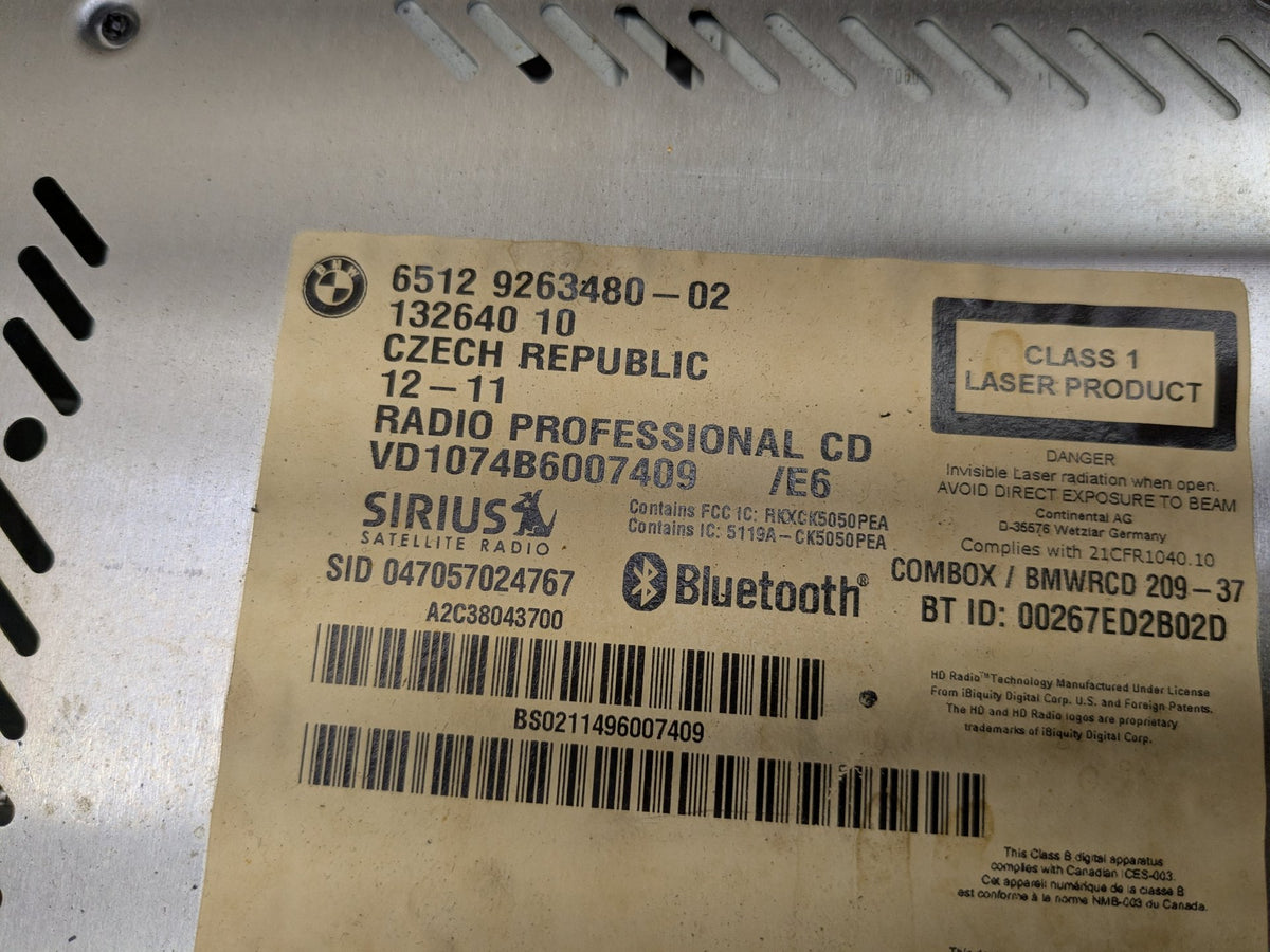 2007-2013 BMW 328i E92 Radio CD Player 9263480 OEM