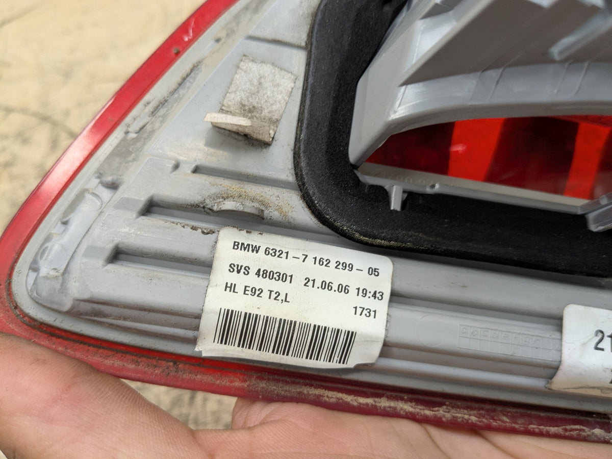 07-10 OEM BMW E92 328 335 M3 Rear Left Driver Inner Trunk Stop Tail Light