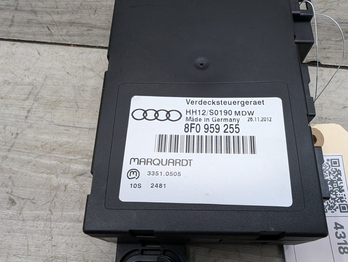 2008 - 2017 Audi S5 8T Convertible Top Control Module 8F0959255