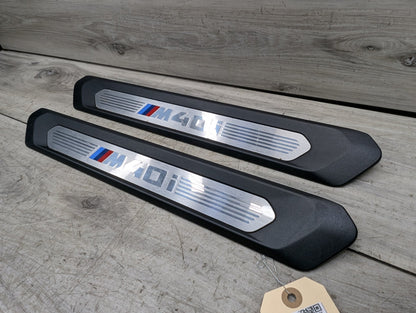 18-21 OEM BMW G01 G02 M40i X3 X4 Front Right Left Door Sills Cover Trim Pair