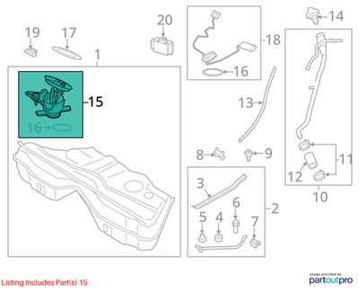 2012-2018 BMW M6 F06 Fuel Gas Tank Sending Unit Assembly 7845656 OEM