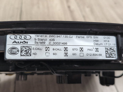 2018-2023 Audi S4 B9 Headliner Overhead Dome Light Switch Module 8W0947135CJ