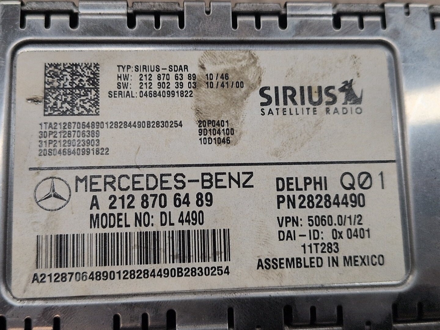 10-17 OEM Mercedes-Benz E550 W212 Surius Satellite Radio Receiver Module