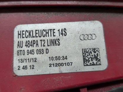 2008 - 2017 Audi S5 8T Rear Left Driver Inner Tail Light 8T0945093D