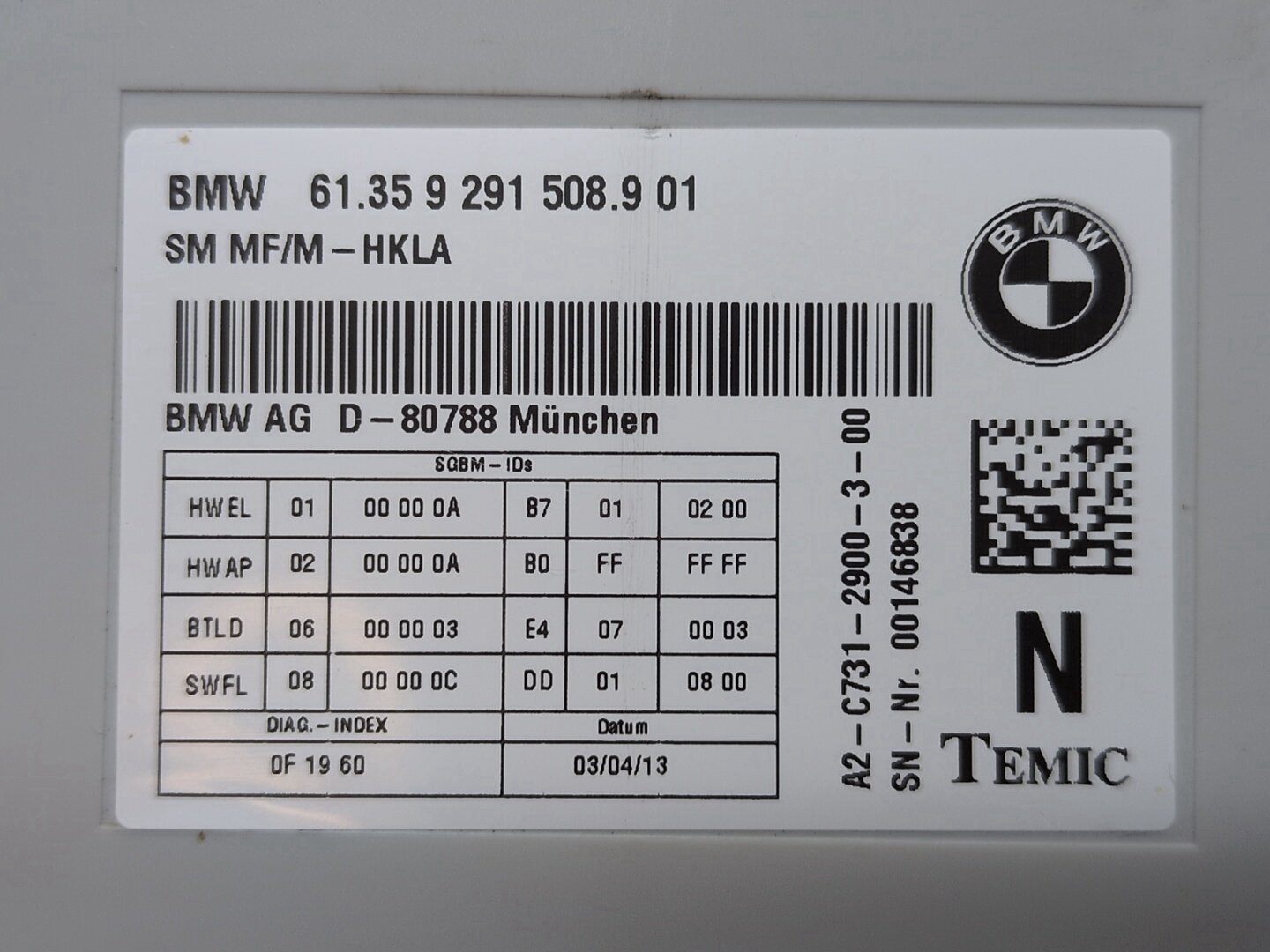 10-19 OEM BMW F30 F10 F12 F13 F01 F02 X3 X4 Left Right Seat Control Module