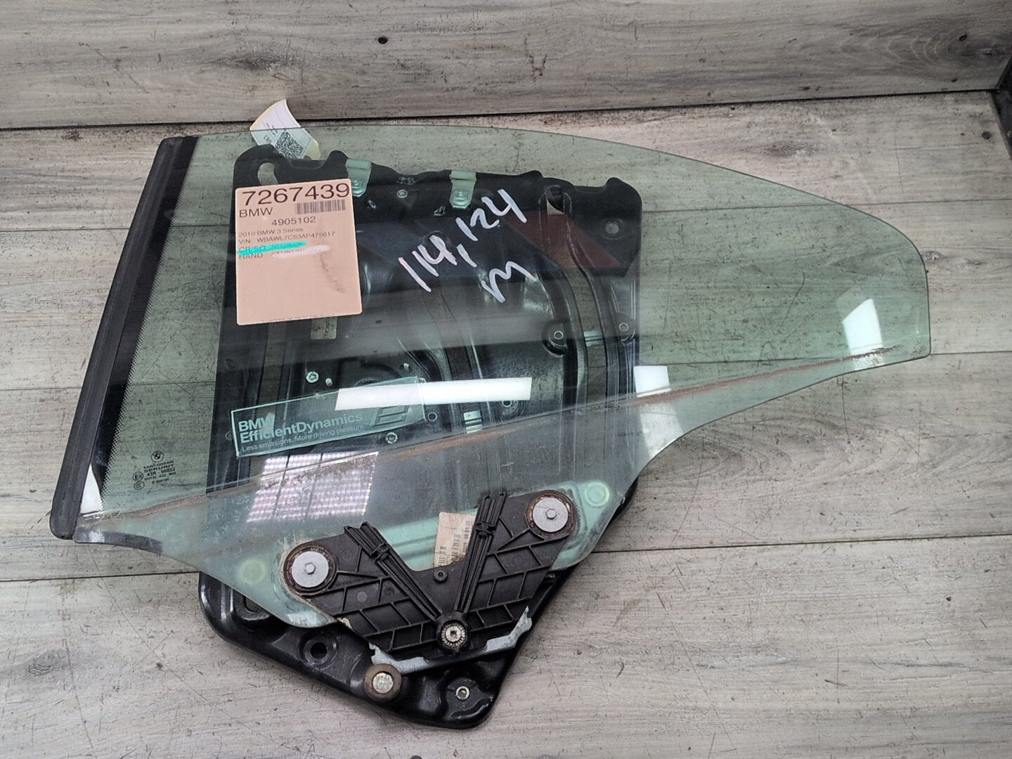*07-13 OEM BMW E93 335 M3 Convertible Rear Left Driver Side Window Glass