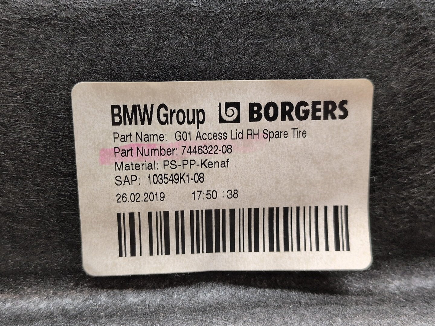 2018-2024 BMW X3 G01 Rear Right Passenger Trunk Cargo Quarter Trim Cover Panel 7446322