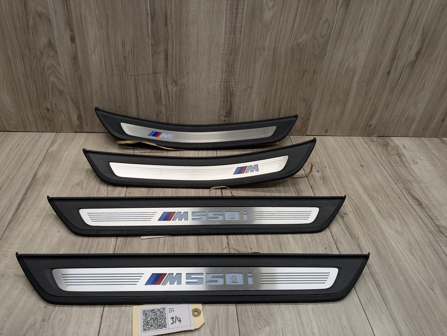 17-20 OEM BMW G30 Rear Left Right Lighter Door Sill Plate Molding M Trim PAIR