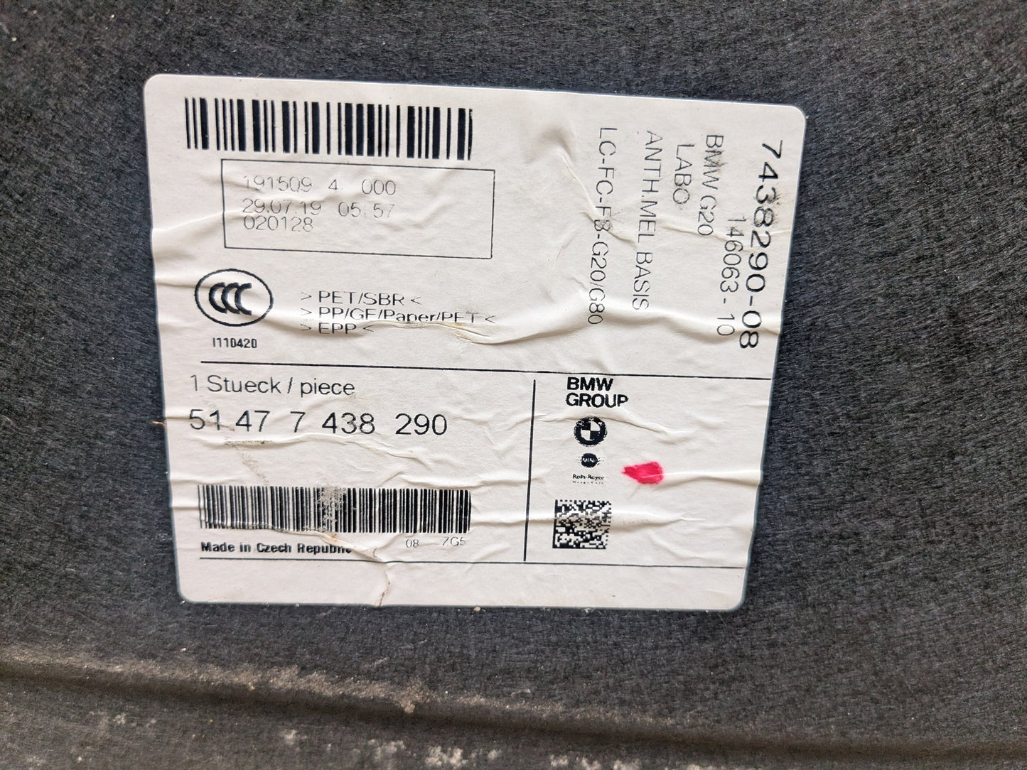 OEM BMW G20 G22 G80 G82 M3 M4 Rear Trunk Floor Mat Carpet Luggage Cargo Cover