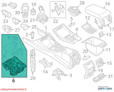 OEM BMW G01 G02 F97 F98 X3 X4 Central Console Cup Holder Storage Tray Trim Cover