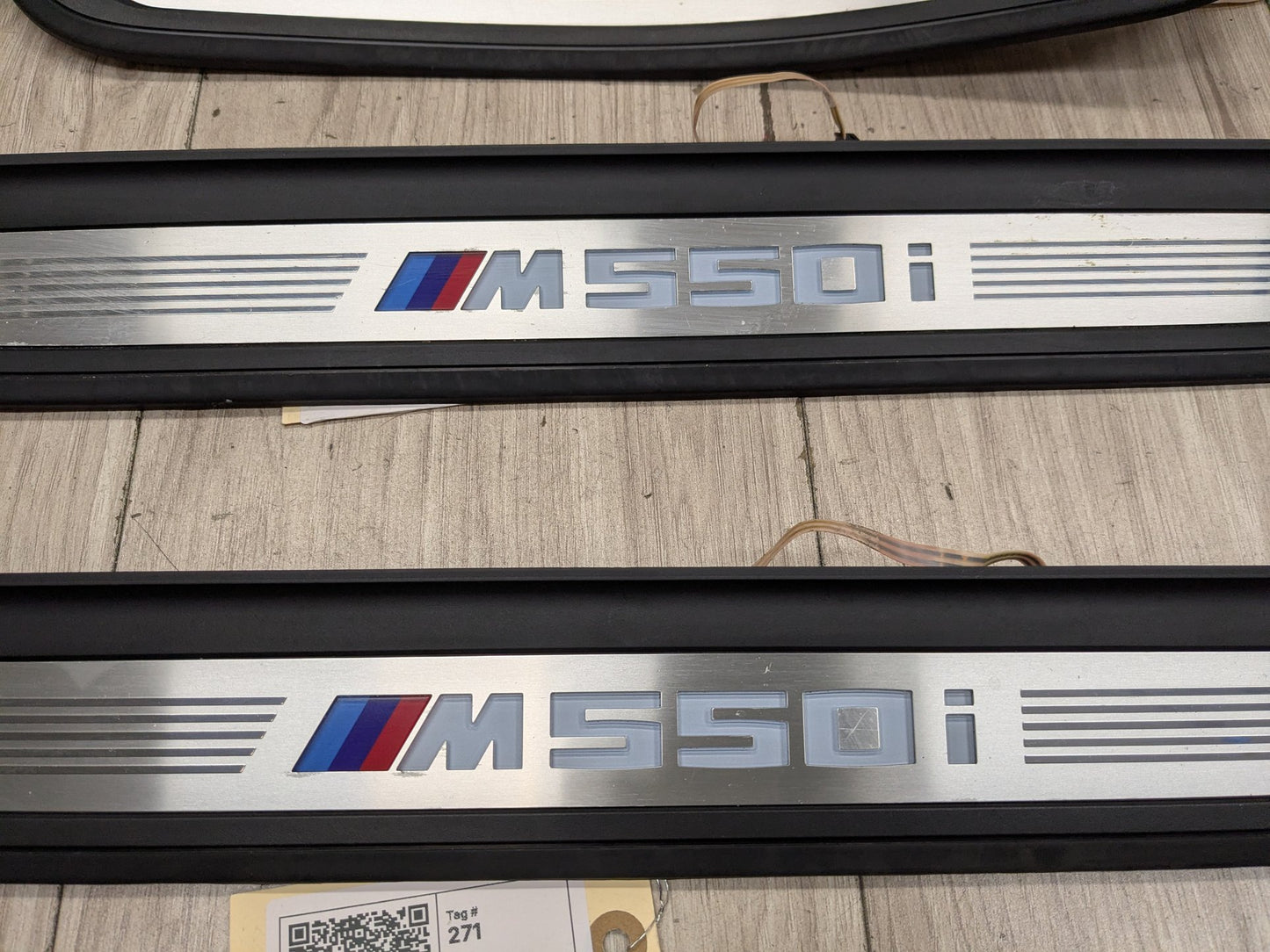 17-20 OEM BMW G30 Rear Left Right Lighter Door Sill Plate Molding M Trim PAIR