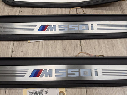 17-20 OEM BMW G30 Rear Left Right Lighter Door Sill Plate Molding M Trim PAIR