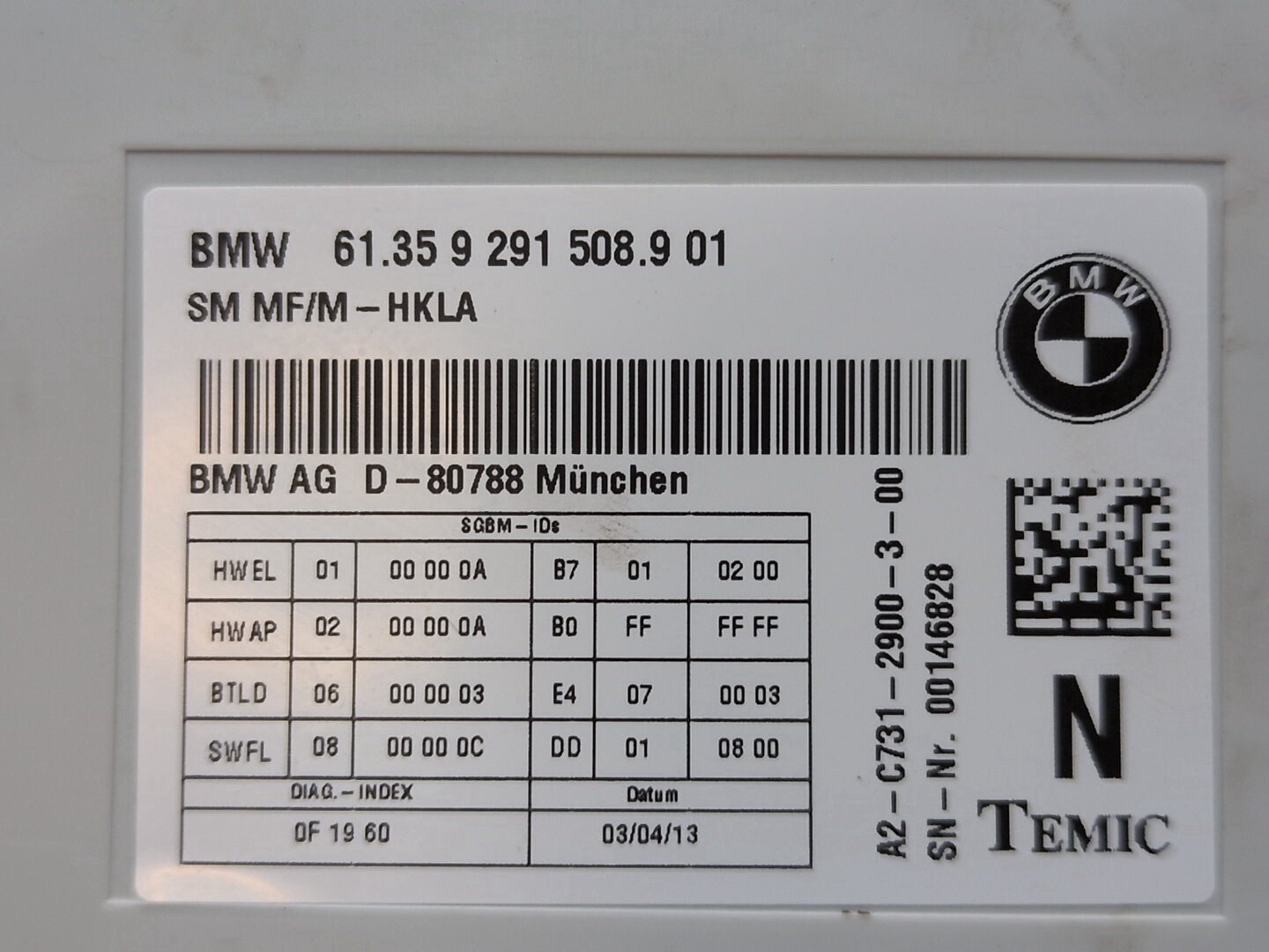 10-19 OEM BMW F30 F10 F12 F13 F01 F02 X3 X4 Left Right Seat Control Module