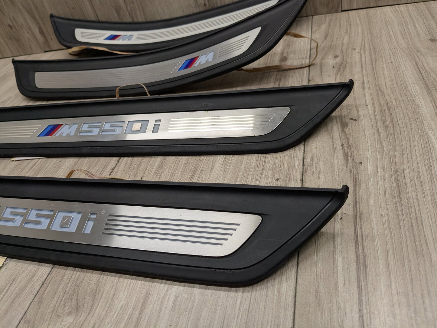 17-20 OEM BMW G30 Rear Left Right Lighter Door Sill Plate Molding M Trim PAIR