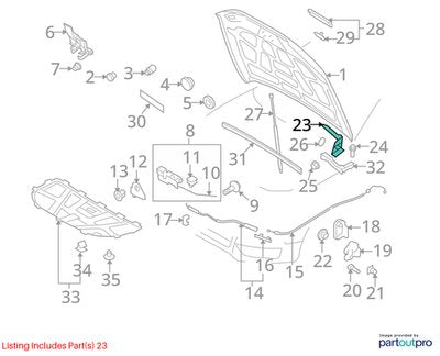 2008-2017 Audi S5 8T Hood Bonnet Hinges SET 8T0823301E OEM