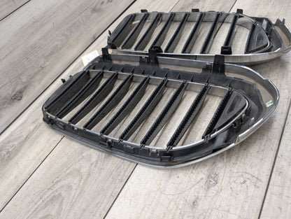 17-20 OEM BMW G30 530 540 Front Bumper Upper Kidney Grille Pair SET