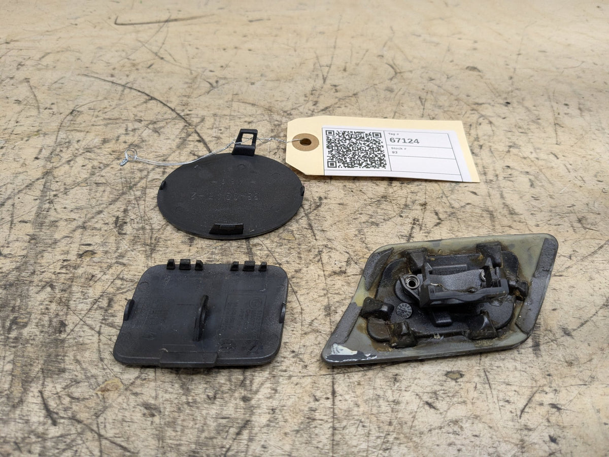 07-13 OEM BMW 328i E92 Front Rear Headlight Washer Tow Hook Insert Covers SET