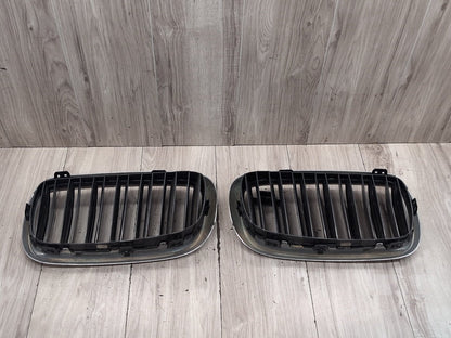 2015-2018 BMW X5 F85 Front Left Right Upper Bumper Cover Kidney Grilles SET 8056324 OEM
