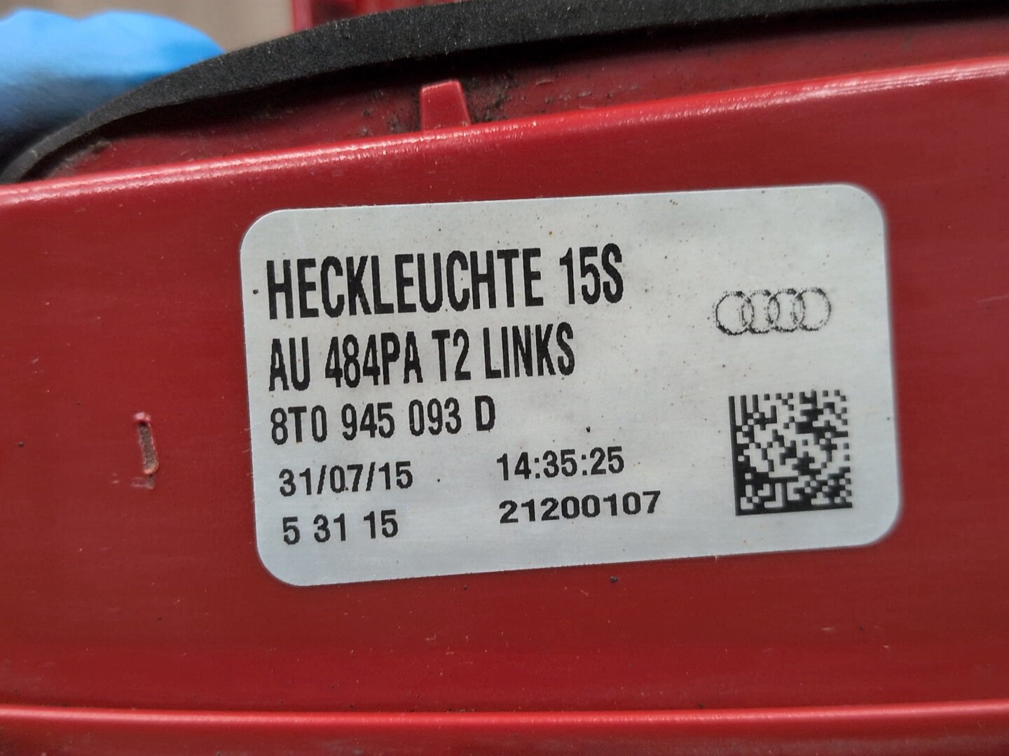 2013 - 2017 Audi S5 8T Rear Left Driver Inner Tail Light 8T0945093D CTUB
