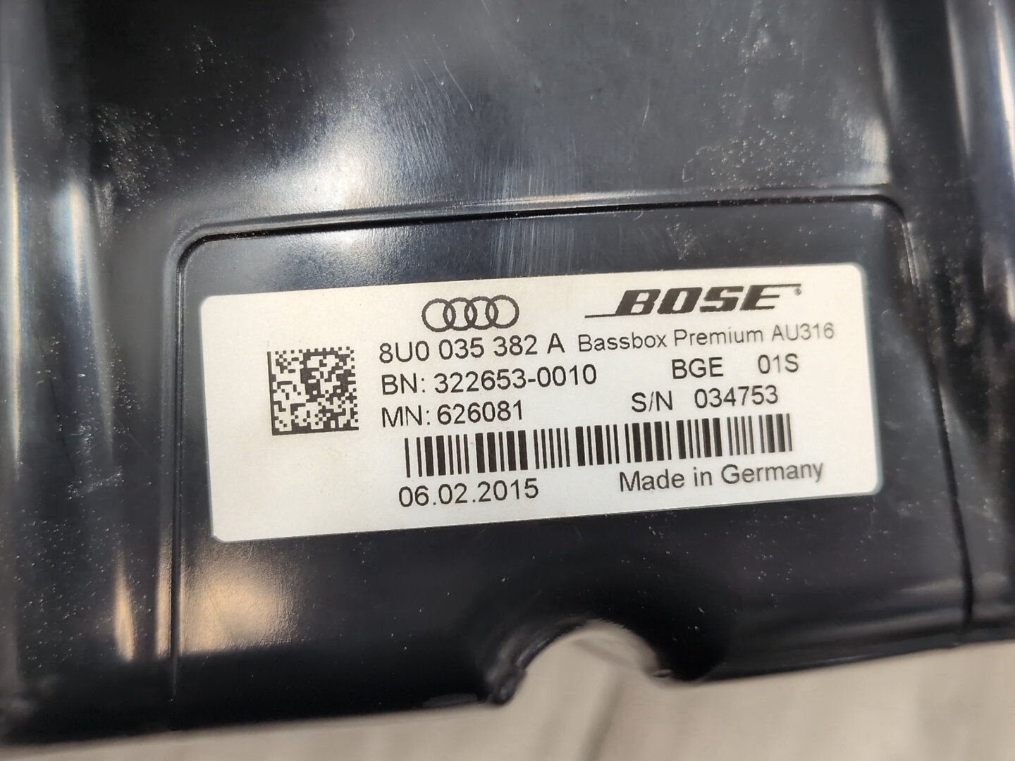 15-18 OEM Audi Q3 BOSE Subwoofer Sound Audio Speakers SET PN: 8U0035382A