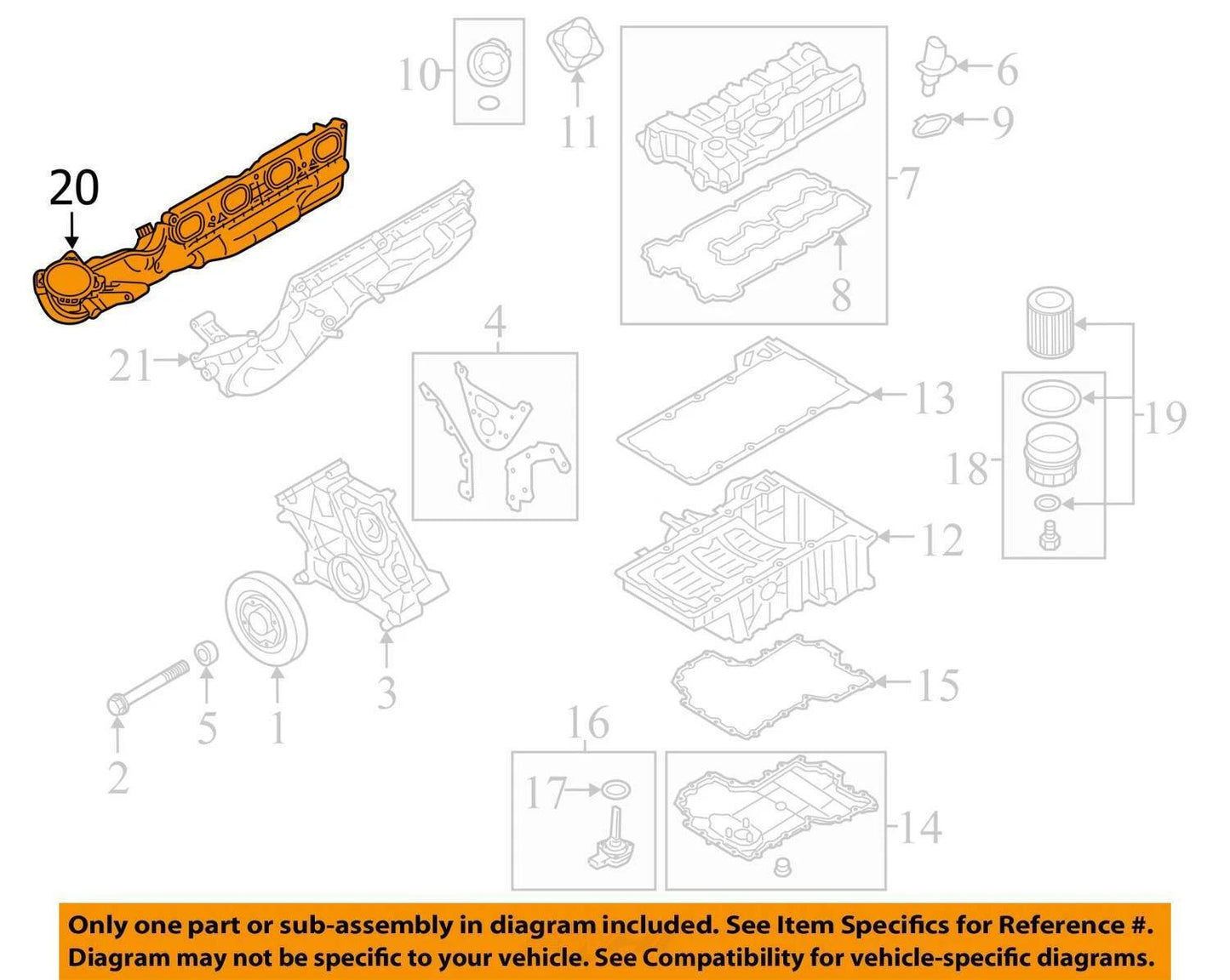 10-19 BMW 550 650 F10 F12 X5M X6M Passenger Side Engine S63 Intake Manifold 1-4
