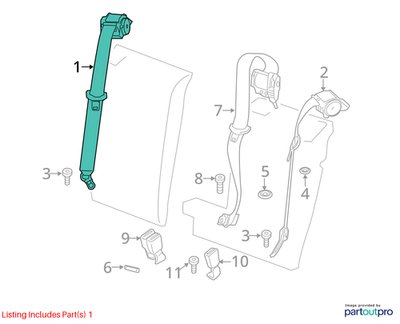 OEM BMW F97 G01 G02 X3 REAR Right Passenger Seat Belt Seatbelt Retractor Black