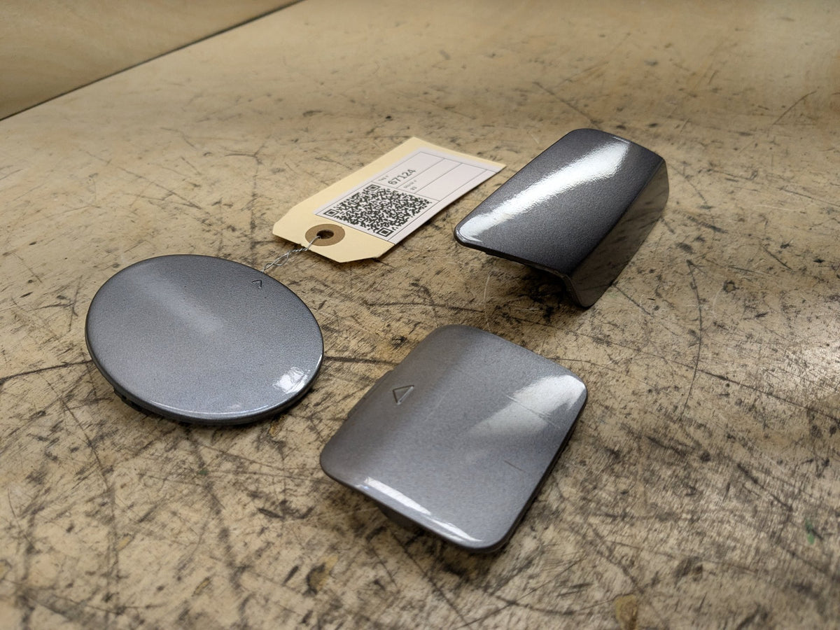07-13 OEM BMW 328i E92 Front Rear Headlight Washer Tow Hook Insert Covers SET