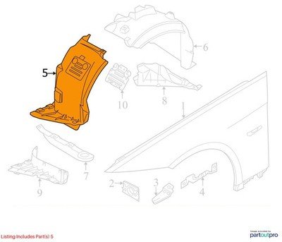 2007-2013 BMW 335i E93 Front Left Driver Wheel Fender Liner Splash Guard 7162831 OEM